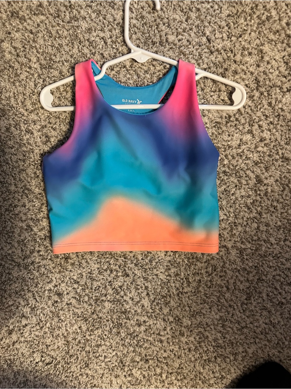 Old Navy Girls' Gradient Crop Swim Top - Pink, Blue, Orange